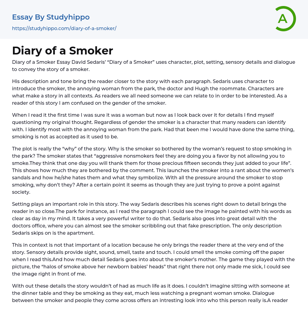 Diary of a Smoker Essay Example