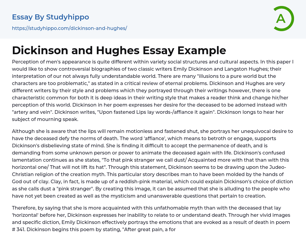 Dickinson and Hughes Essay Example