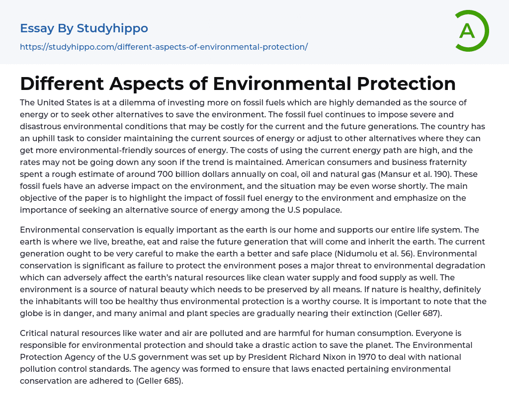essay about the environmental protection