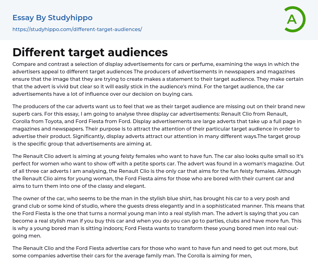 Different target audiences Essay Example