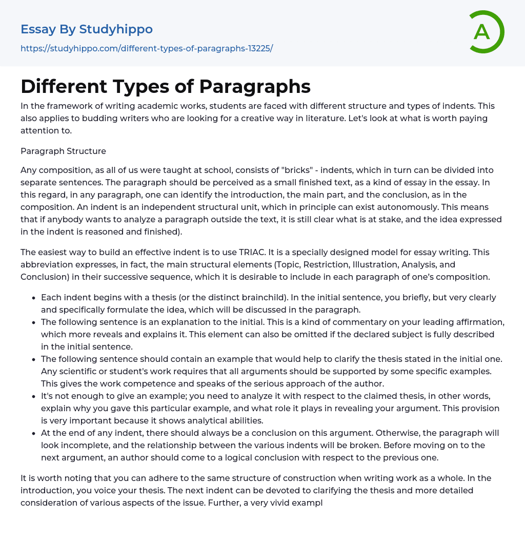 Different Types of Paragraphs