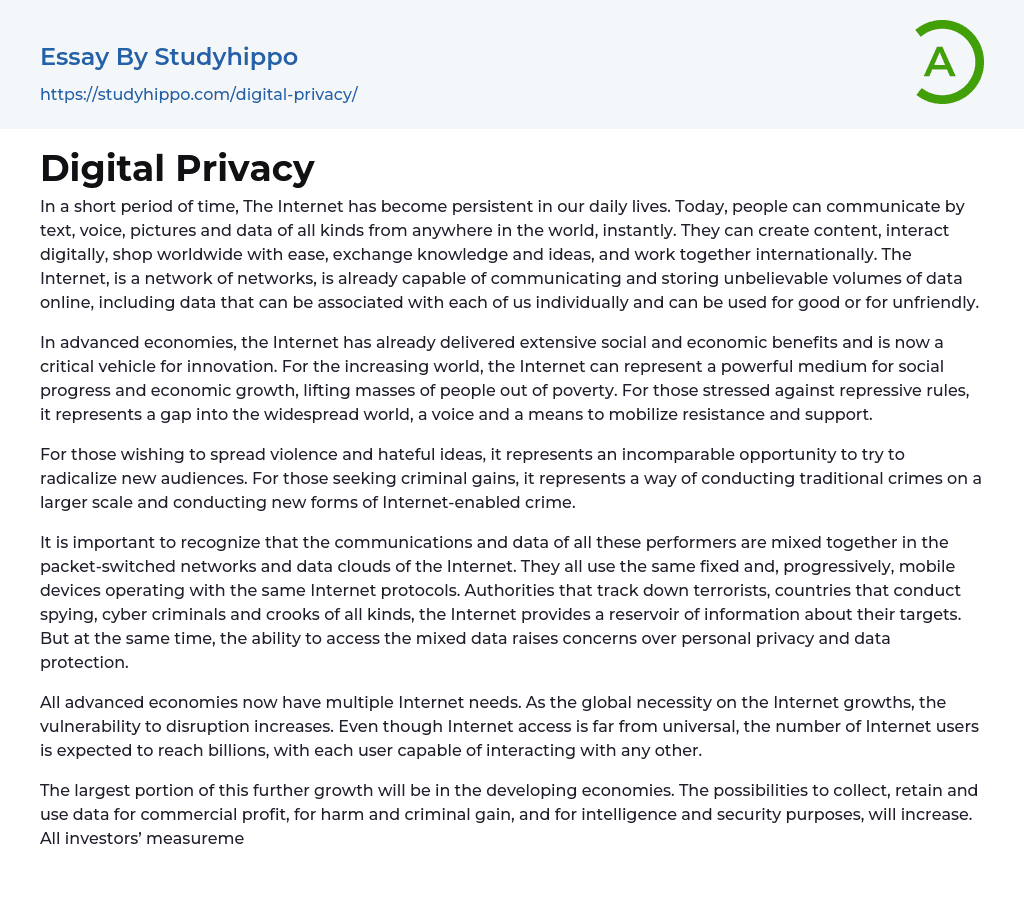 Digital Privacy Essay Example