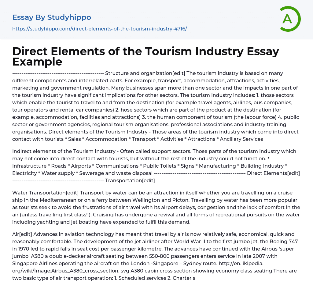 essay in tourism industry