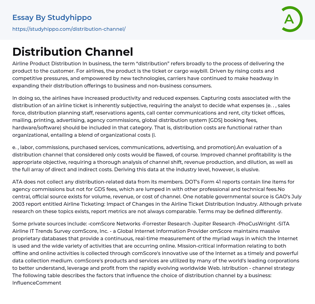 write a short essay in selecting channels of distribution