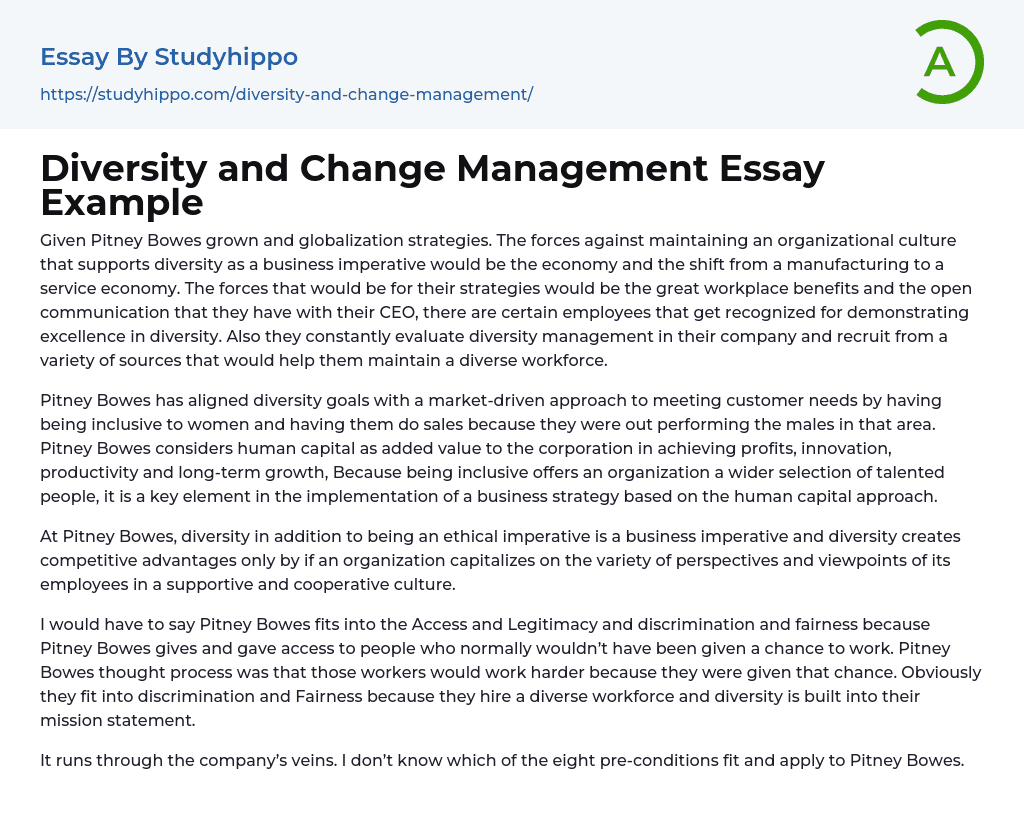 Diversity and Change Management Essay Example