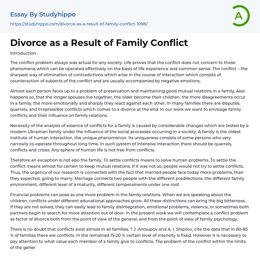 family conflict essay introduction