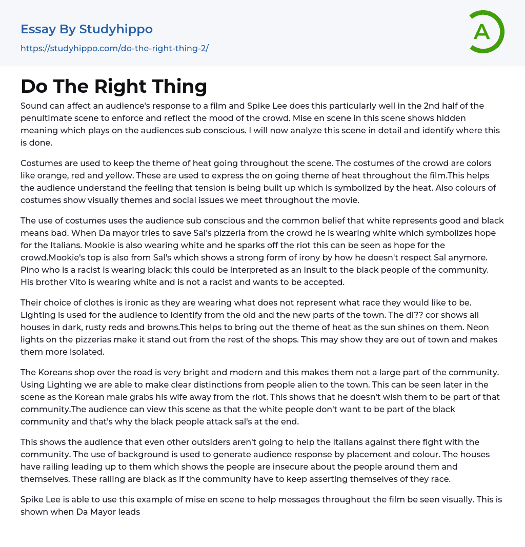 Do The Right Thing Essay Example