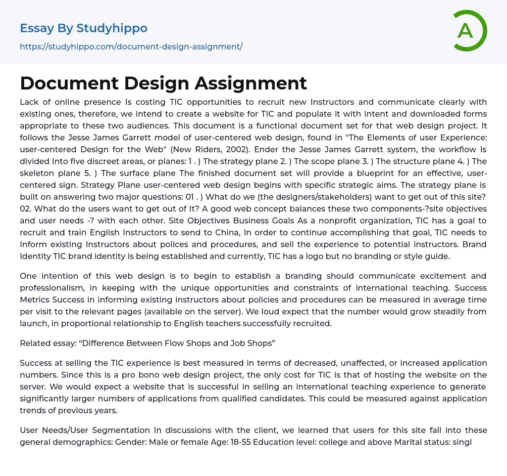 Document Design Assignment Essay Example