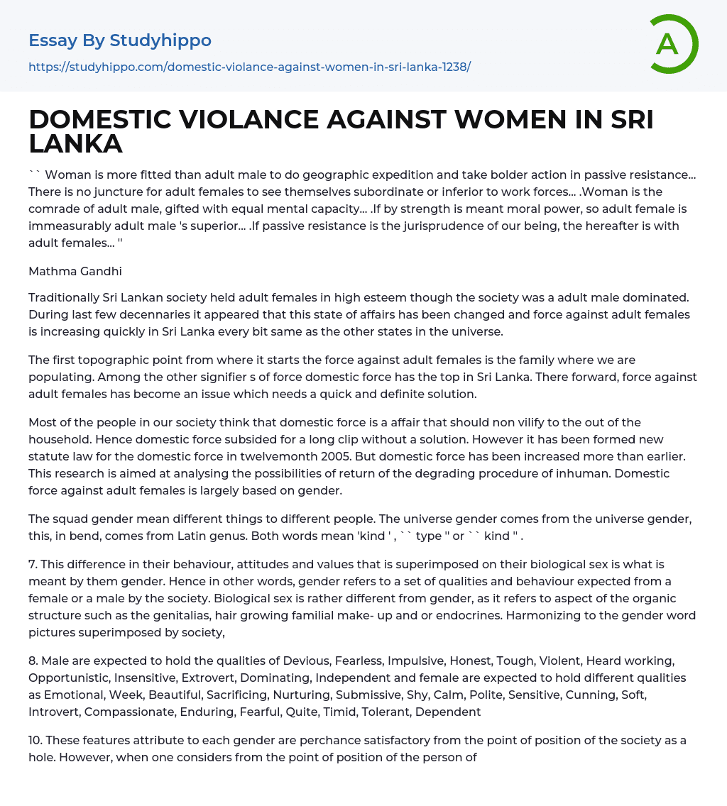 domestic violence in sri lanka essay