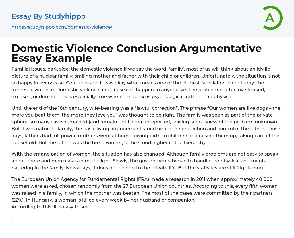 argumentative essay domestic violence