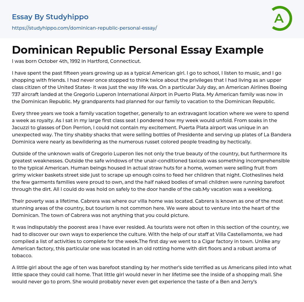 Dominican Republic Personal Essay Example