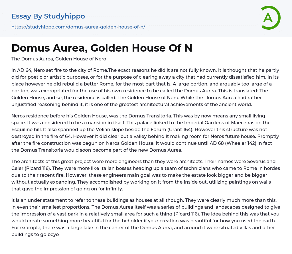 Domus Aurea, Golden House Of N Essay Example