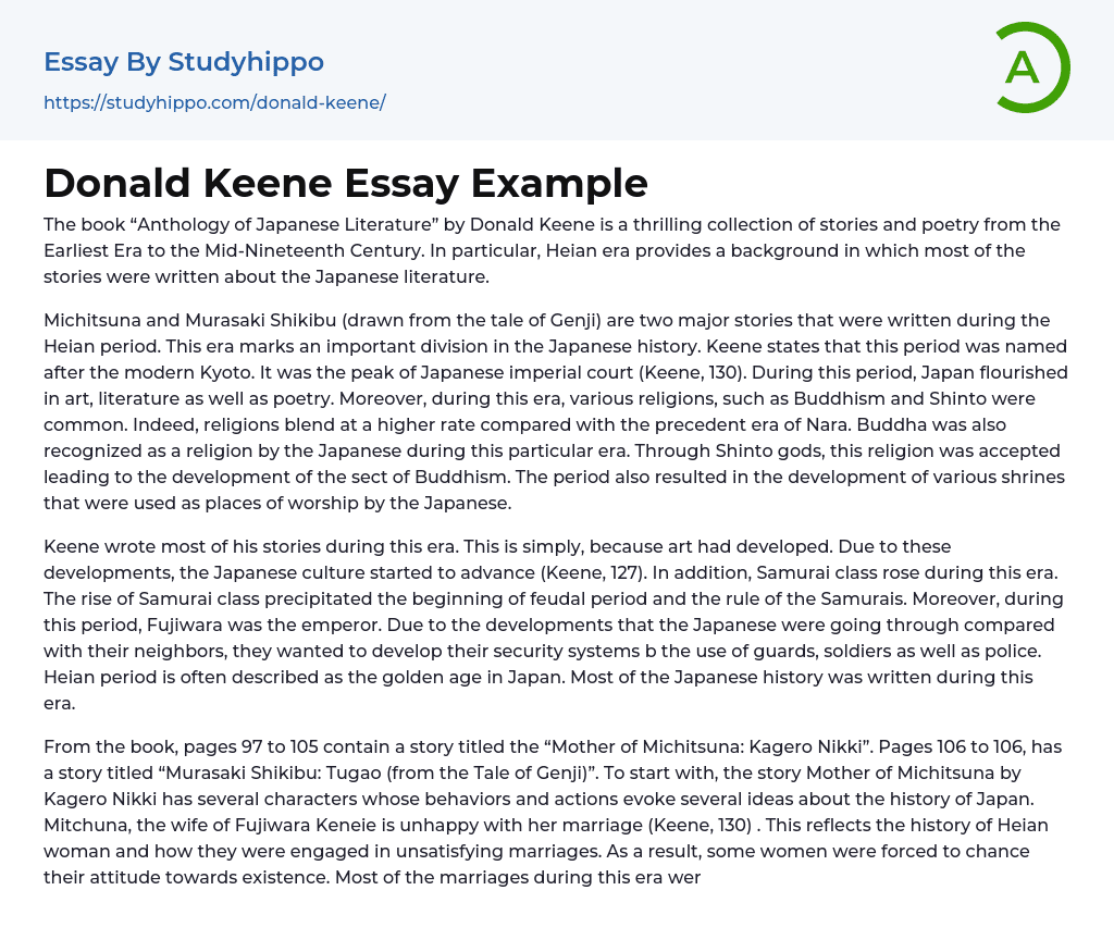 Donald Keene Essay Example