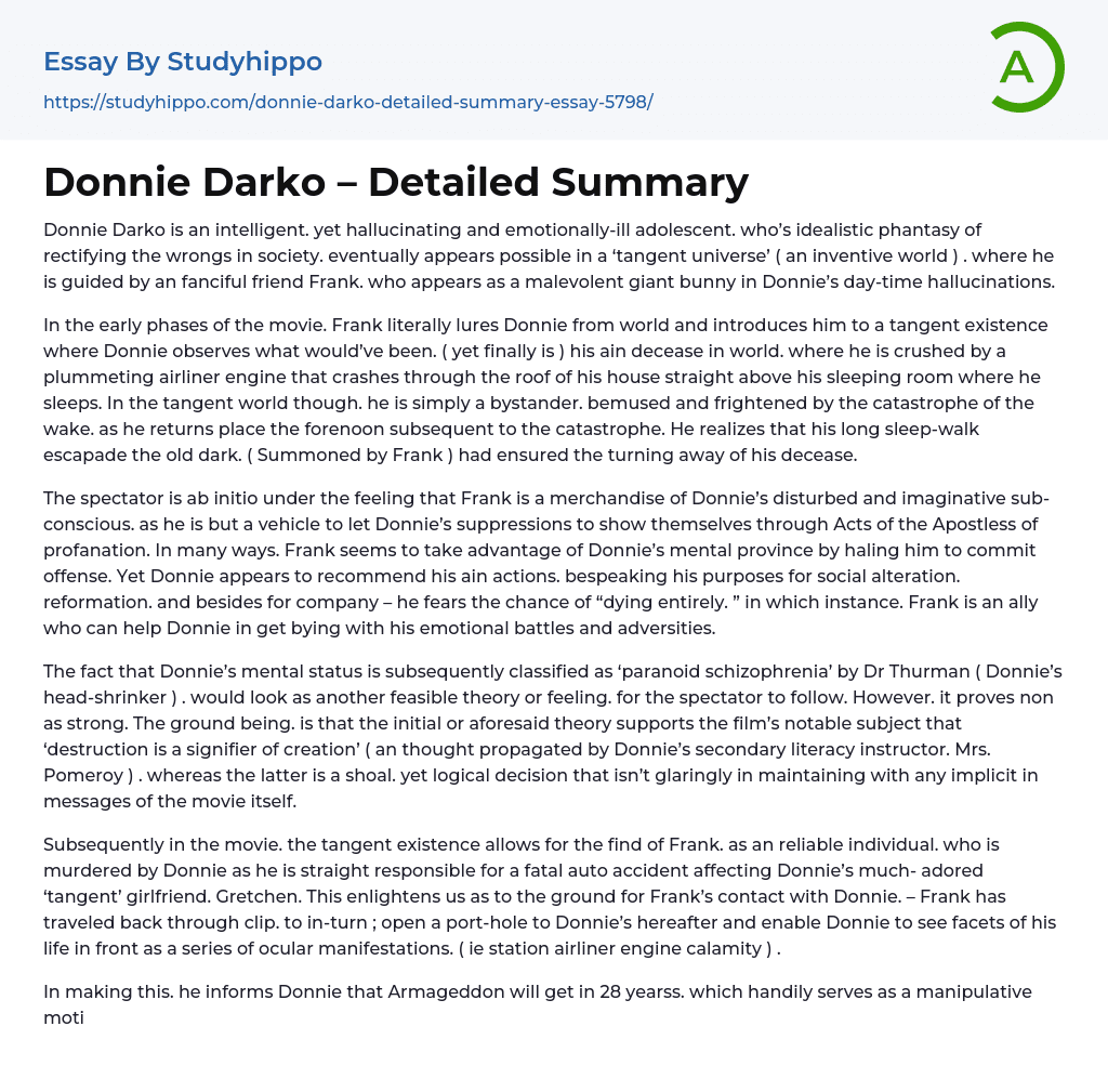 Donnie Darko – Detailed Summary
