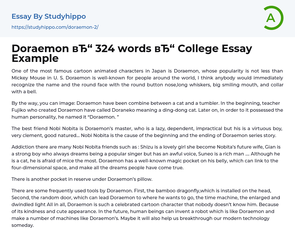 Doraemon 324 words College Essay Example