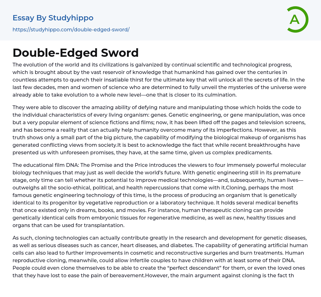 Double-Edged Sword Essay Example