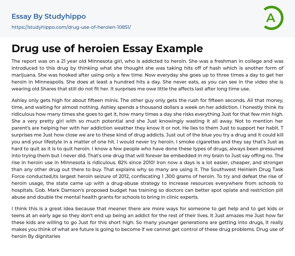 Drug use of heroien Essay Example