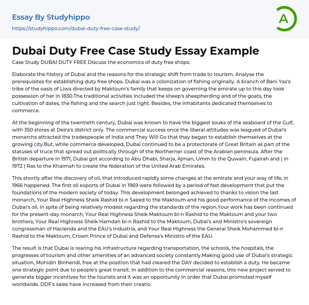 Dubai Duty Free Case Study Essay Example