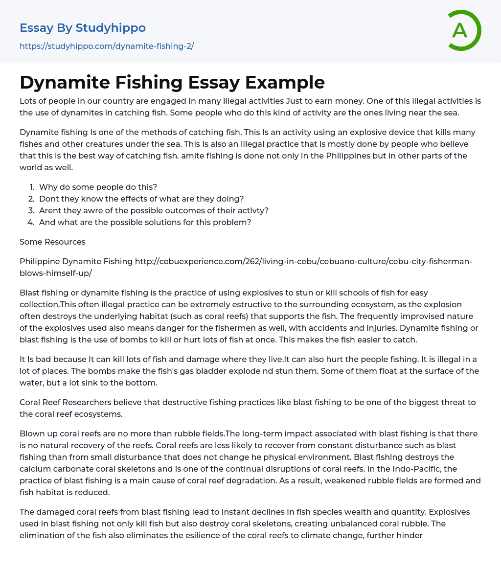 Dynamite Fishing Essay Example