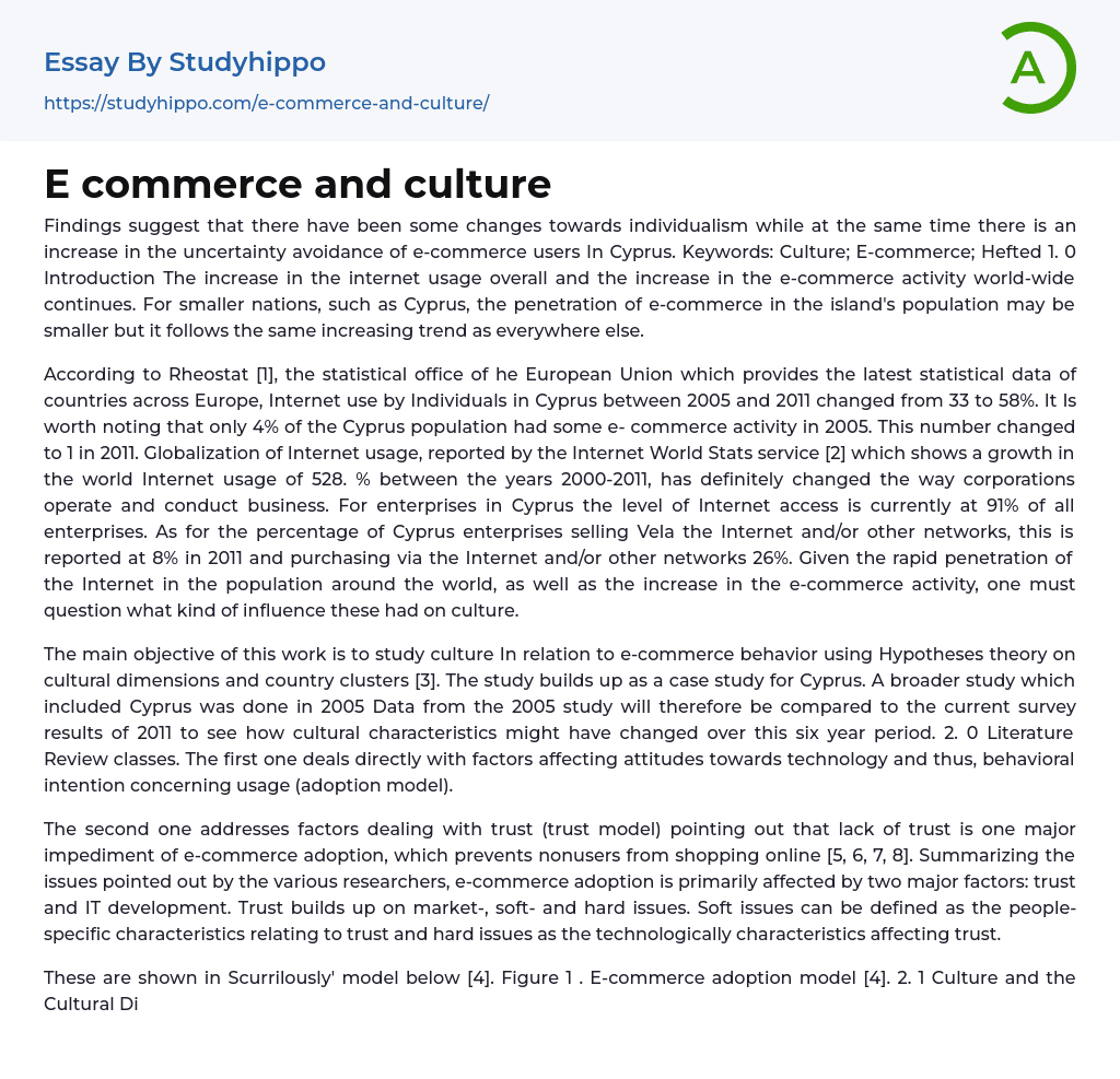 E commerce and culture Essay Example