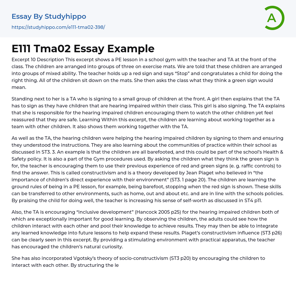 E111 Tma02 Essay Example