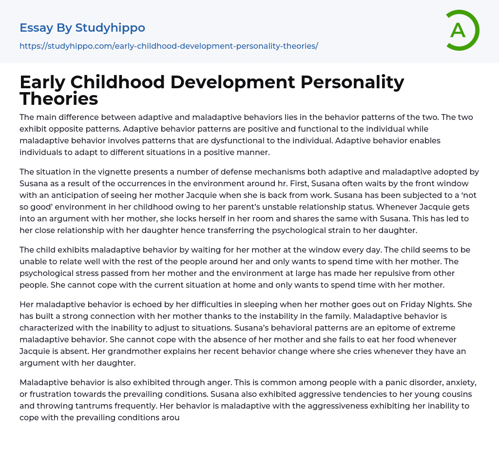 Early Childhood Development Personality Theories Essay Example