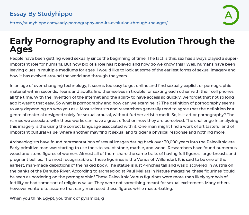 Early Pornography and Its Evolution Through the Ages Essay Example