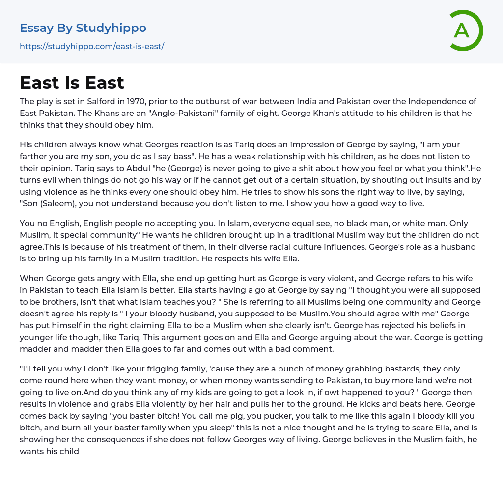 East Is East Essay Example