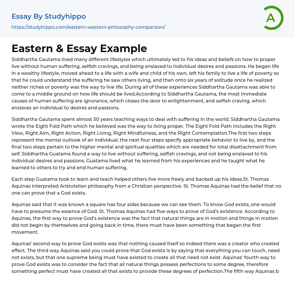 Eastern &amp Essay Example