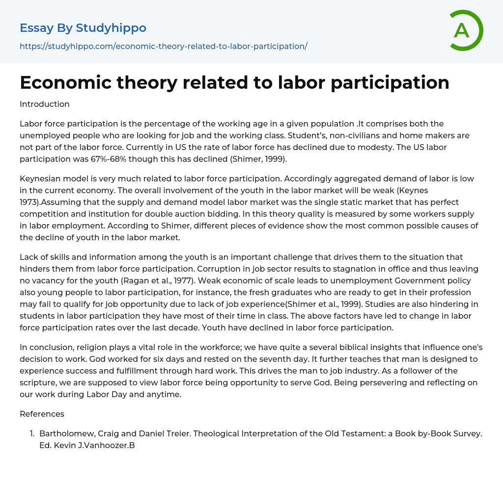 Economic theory related to labor participation Essay Example