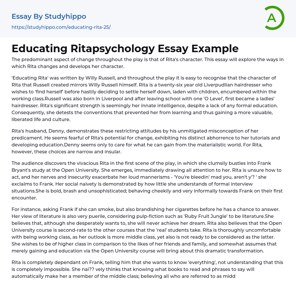 Educating Ritapsychology Essay Example