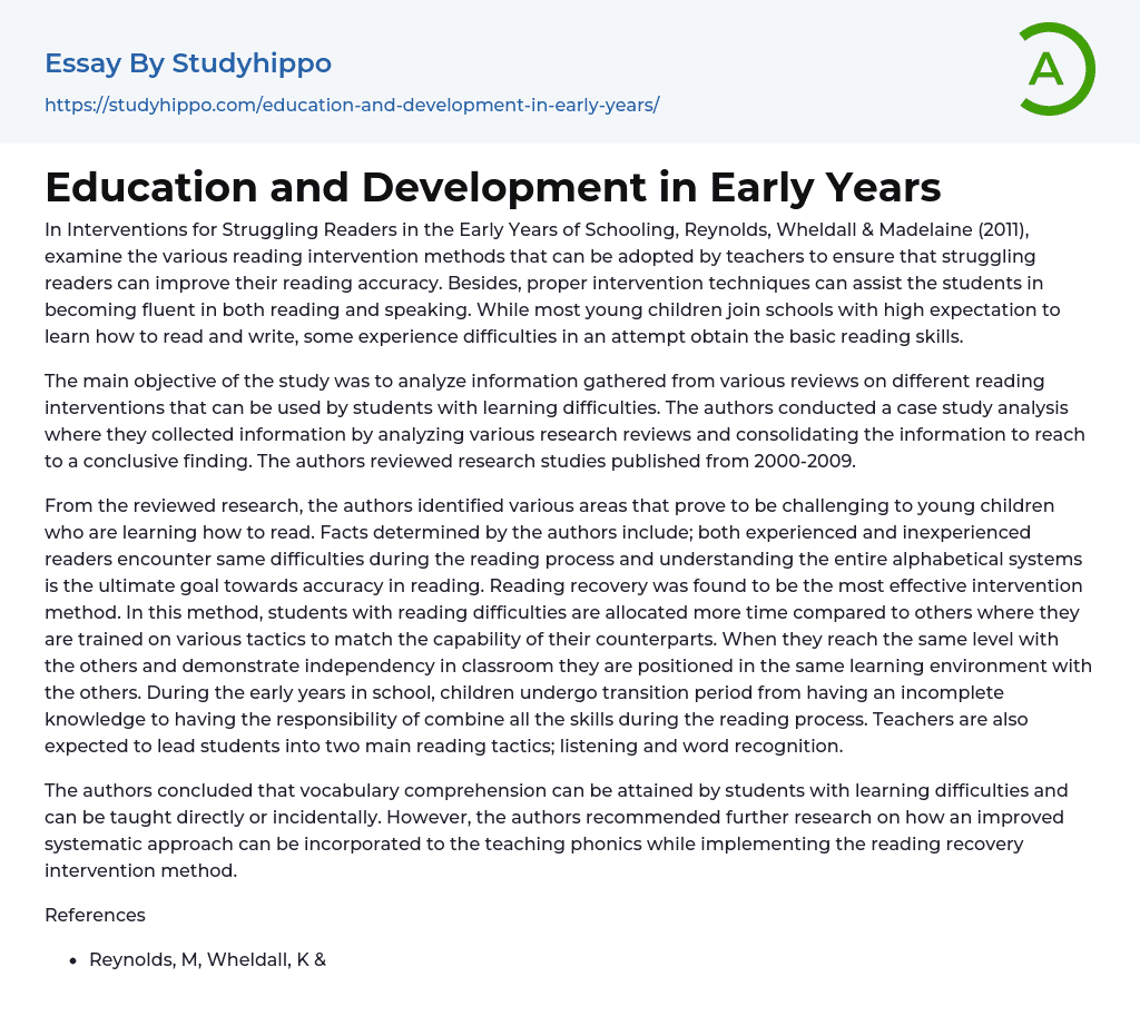 ideas for early years dissertation