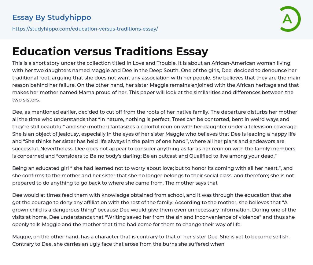 Education versus Traditions Essay