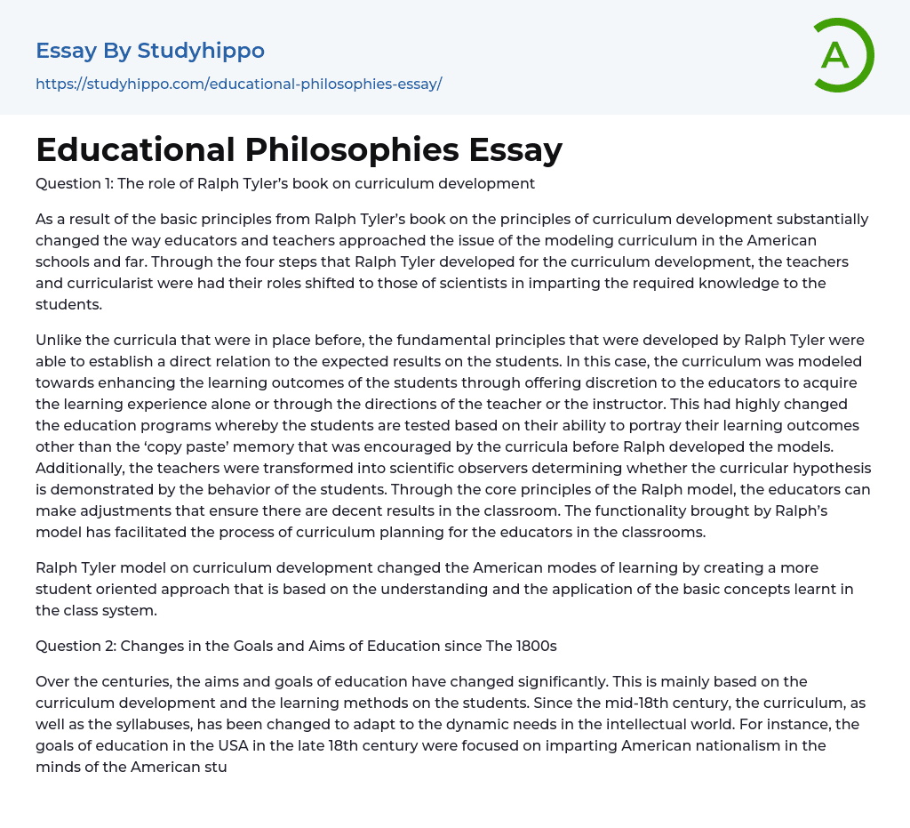 Educational Philosophies Essay