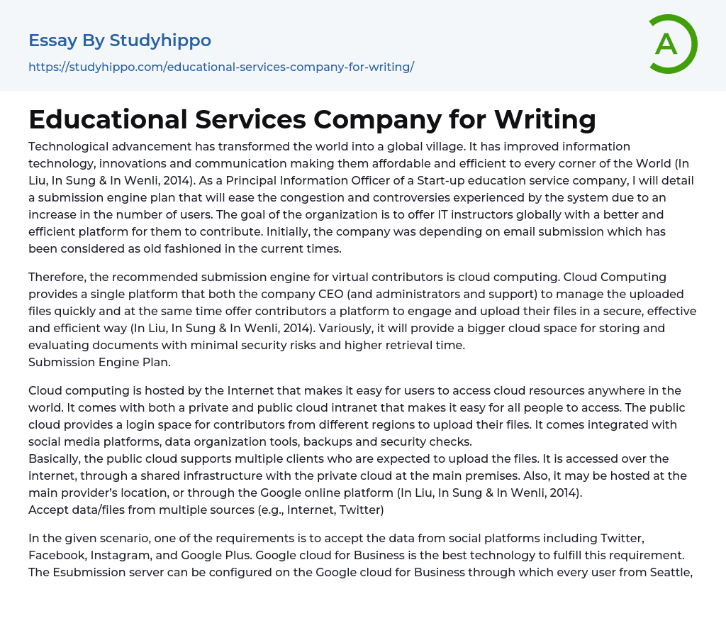 Educational Services Company for Writing Essay Example