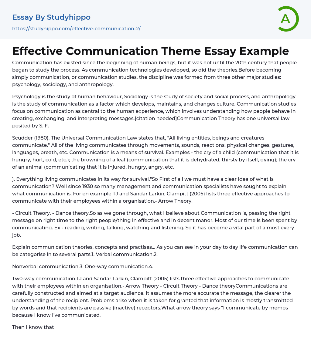 essay about communication behavior