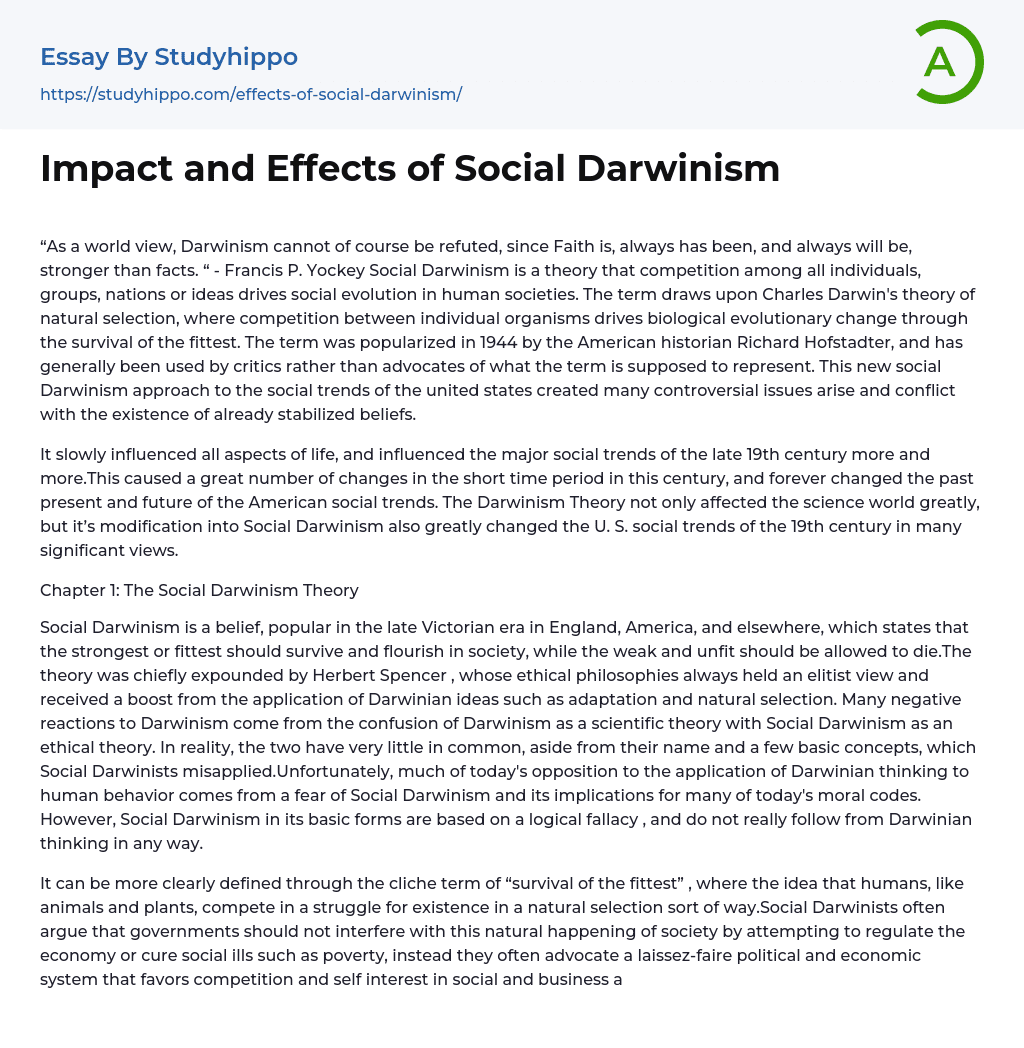 essay about social darwinism
