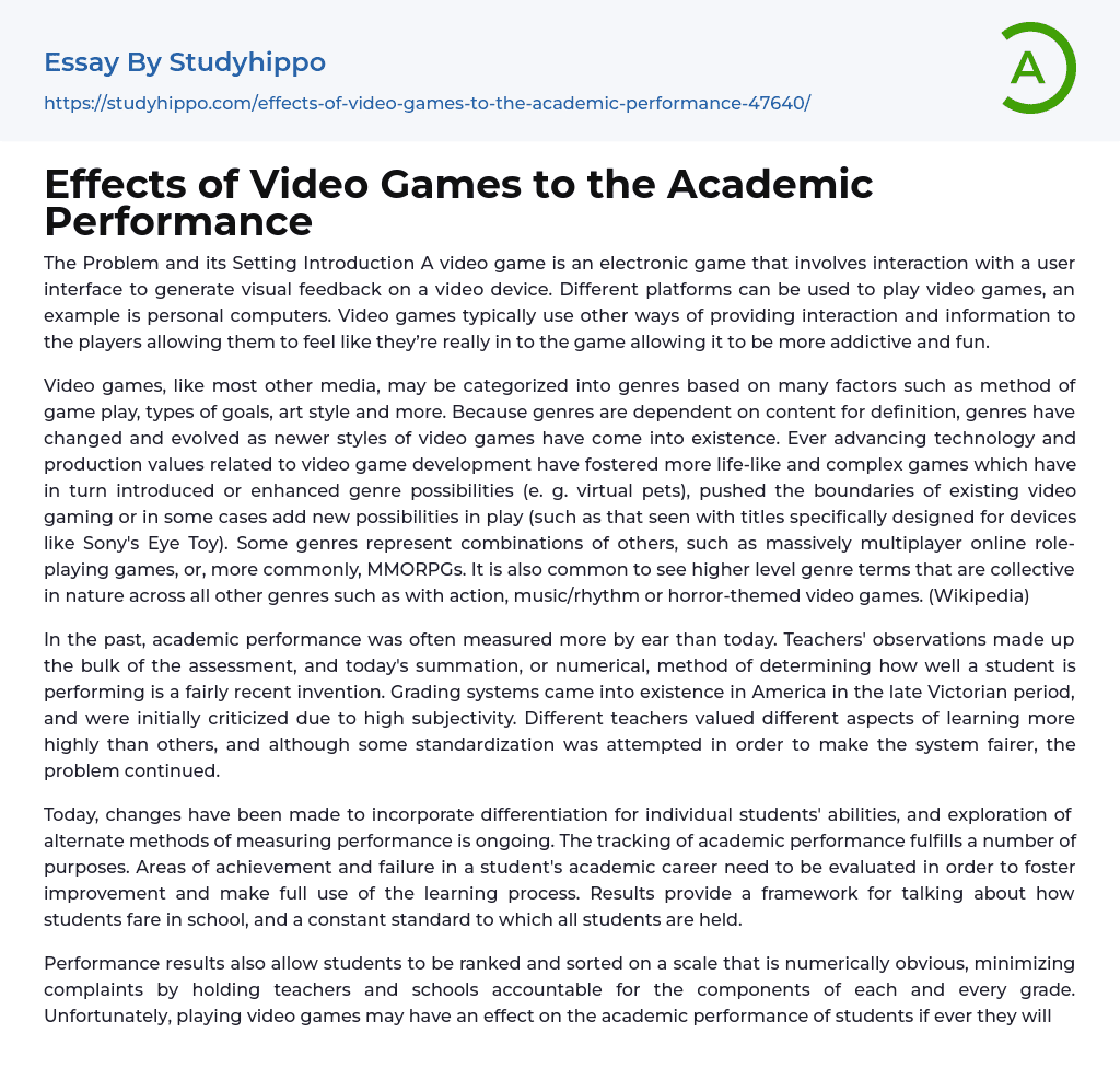 essay on positive effects of video games