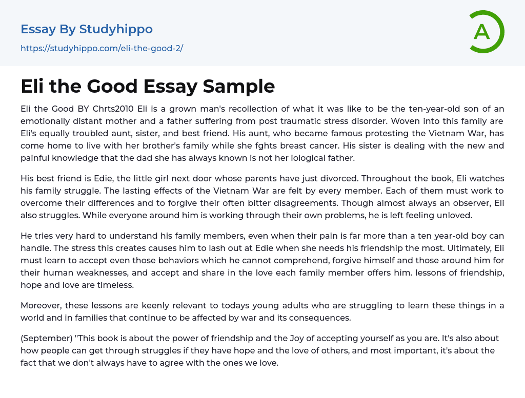 Eli the Good Essay Sample