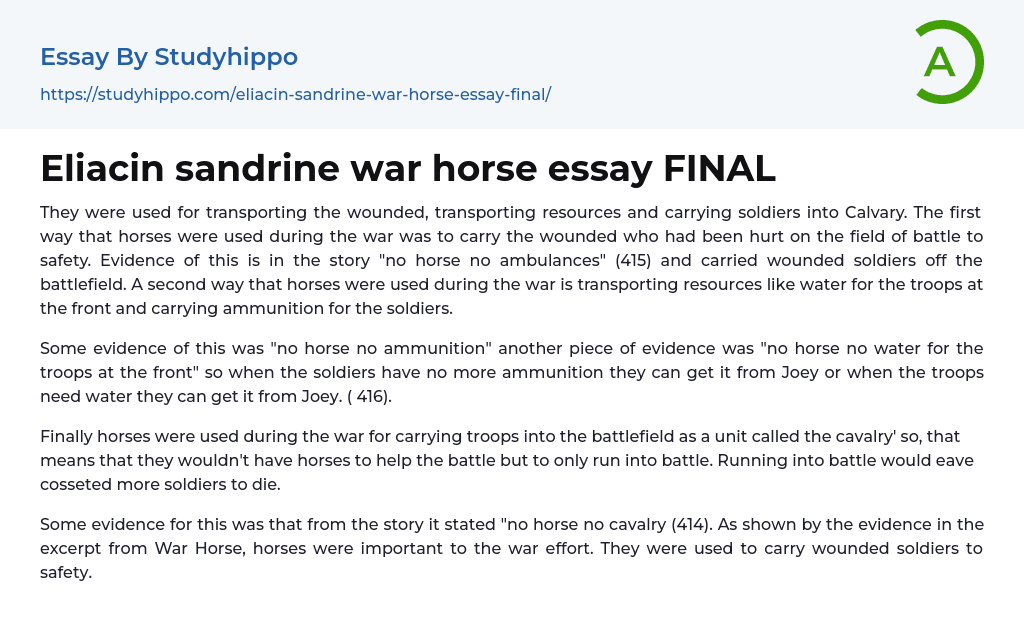 Eliacin sandrine war horse essay FINAL