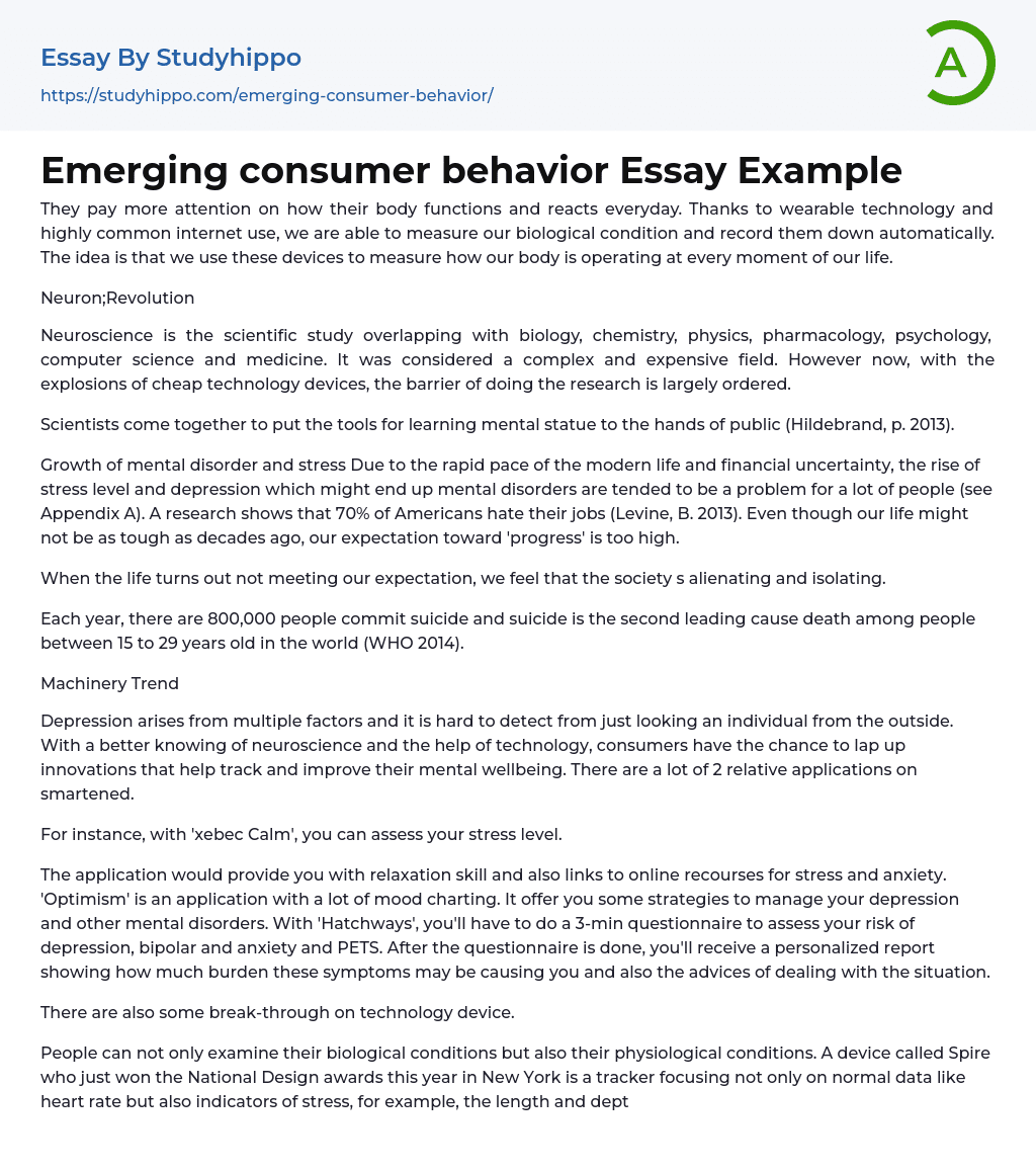 Emerging consumer behavior Essay Example