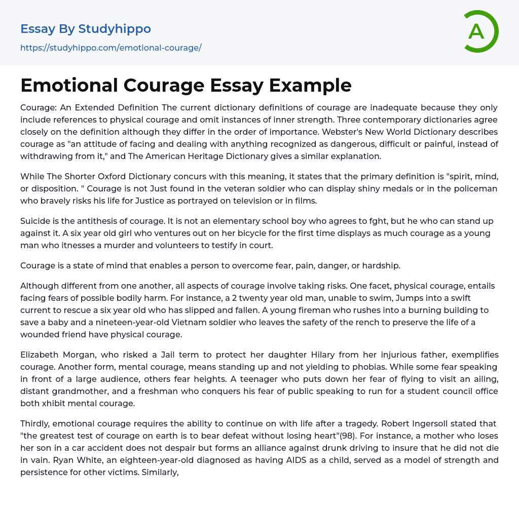 Emotional Courage Essay Example