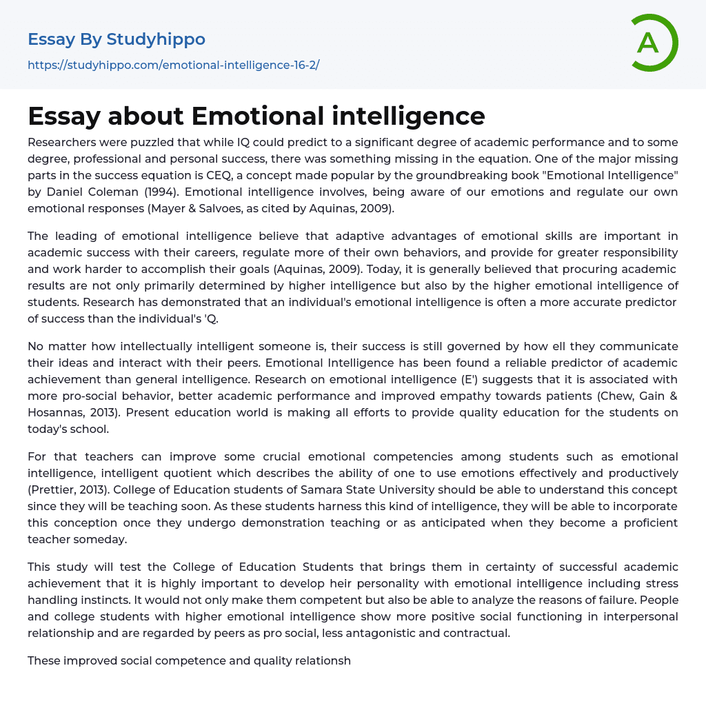 Essay about Emotional intelligence