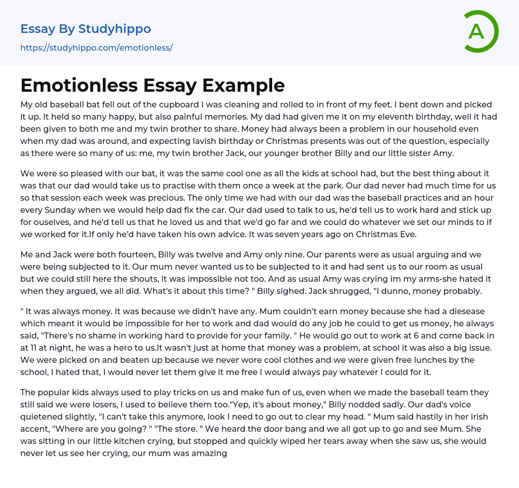 Emotionless Essay Example