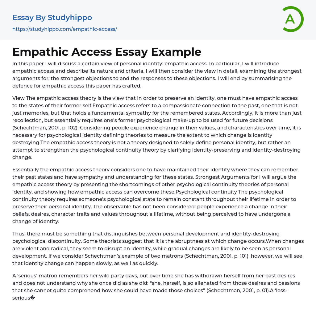 Empathic Access Essay Example