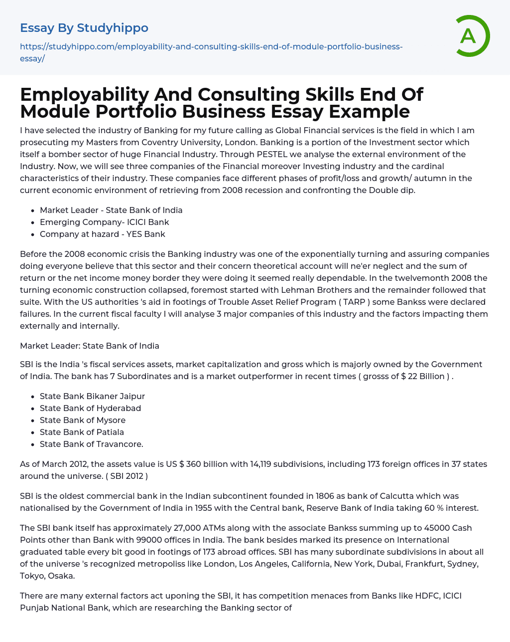 Employability And Consulting Skills End Of Module Portfolio Business Essay Example