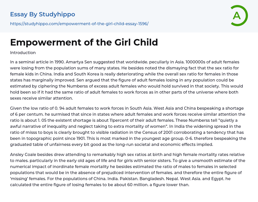 Empowerment of the Girl Child Essay Example