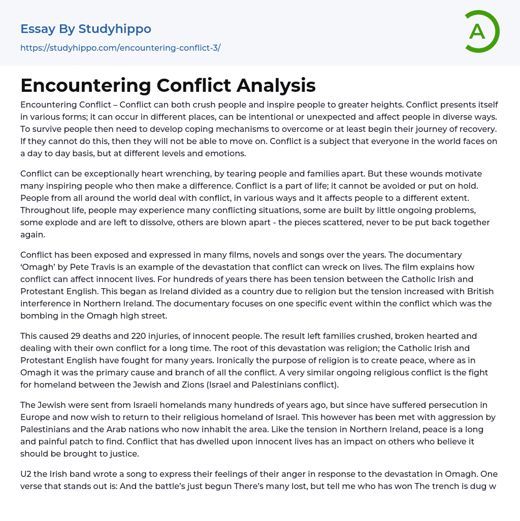 Encountering Conflict Analysis Essay Example