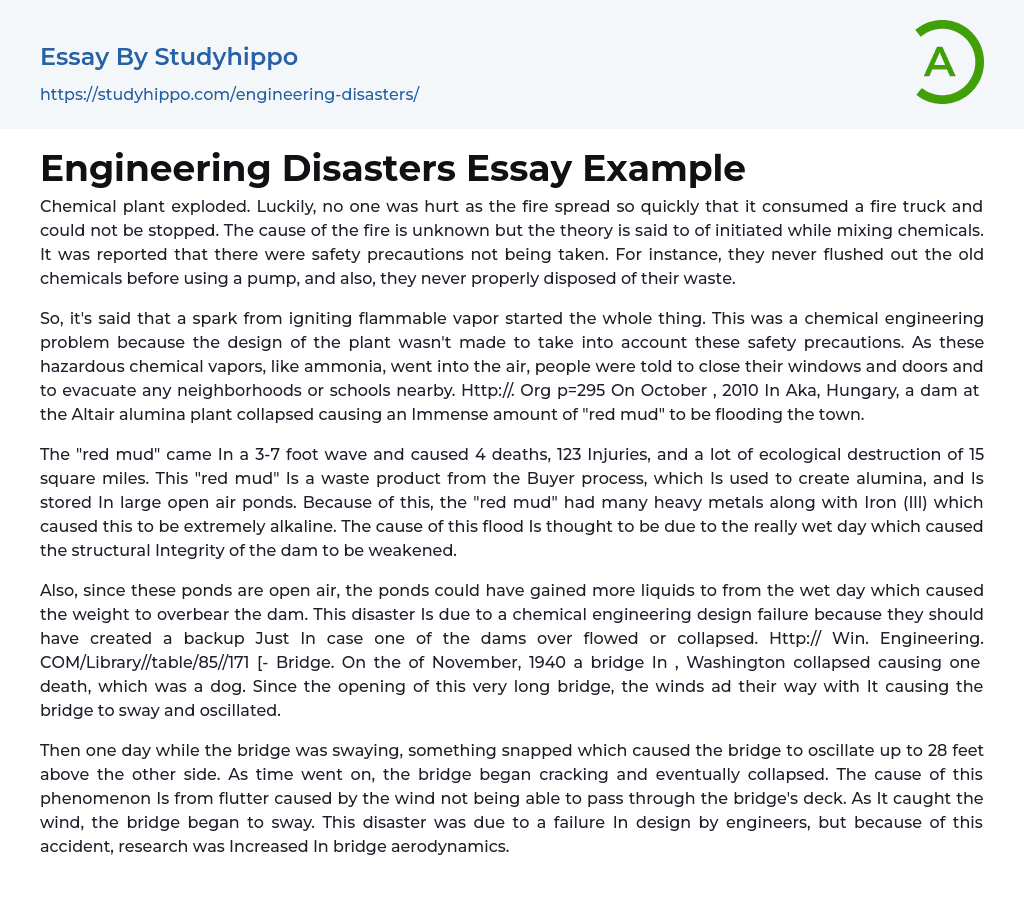 Engineering Disasters Essay Example