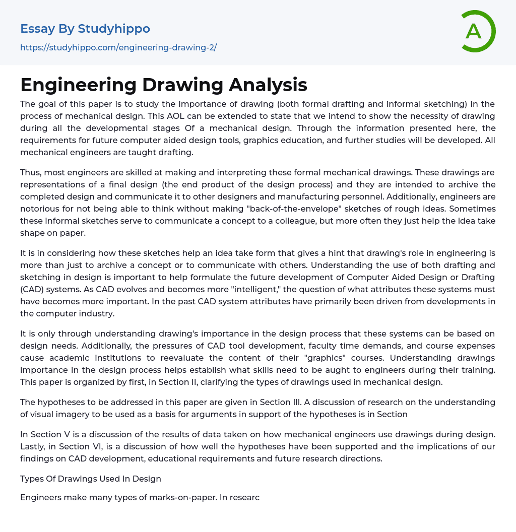 Engineering Drawing Analysis Essay Example